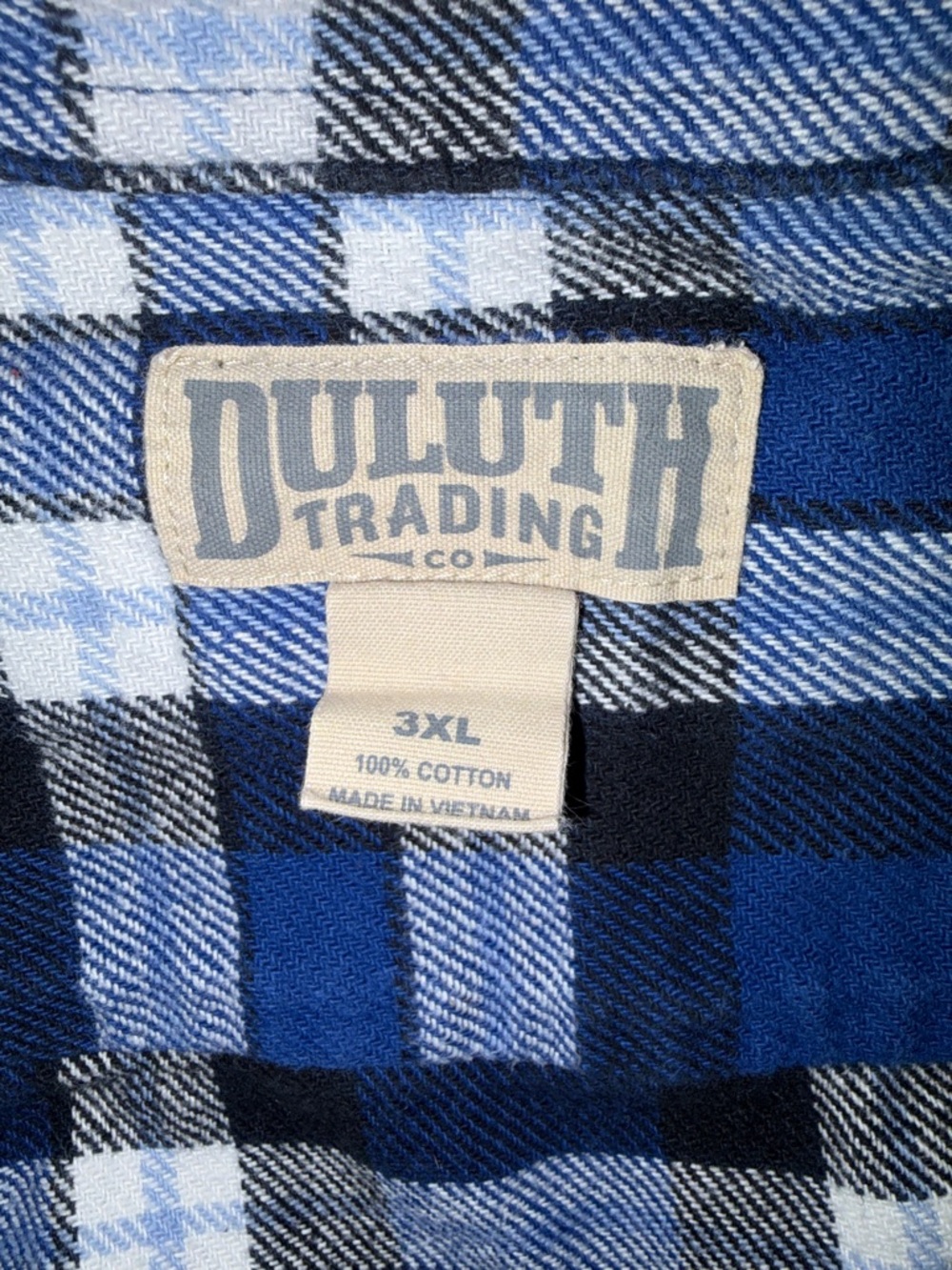 Duluth Trading Co Blue and White Plaid Long-Sleeve Shirt - Picture 9 of 9